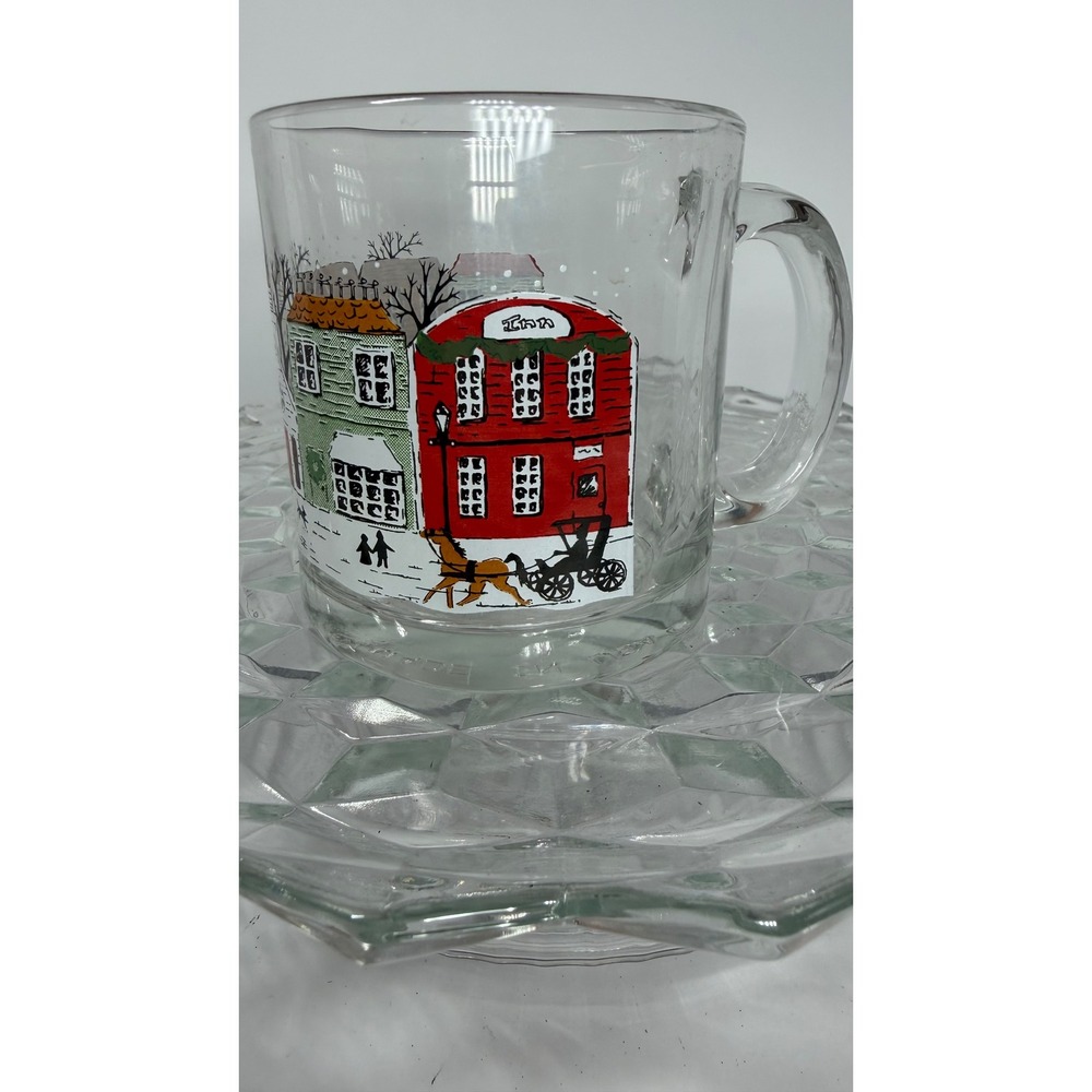 VTG Libbey‎ Christmas Winter Village Glass Coffee Mug, 12oz